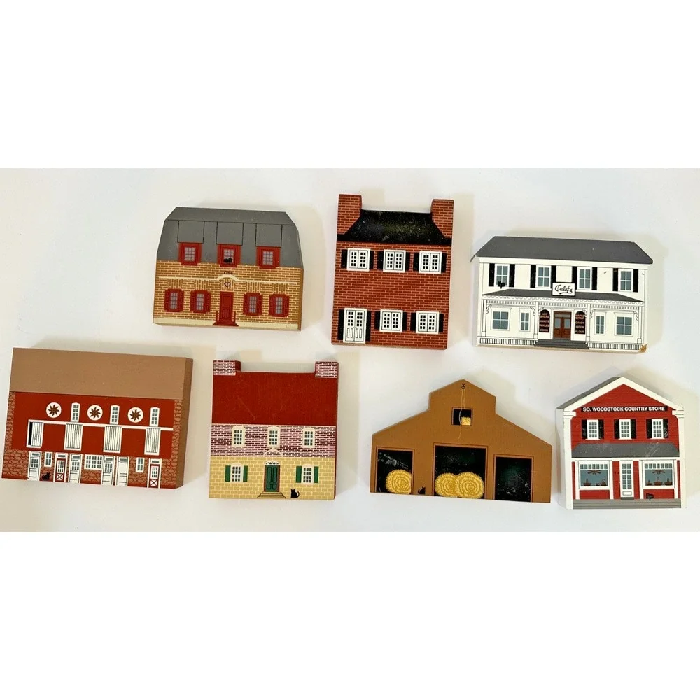 Cat's Meow Village Set Gerneral Store Barn Series Winkler Bakery Calef's Set 7